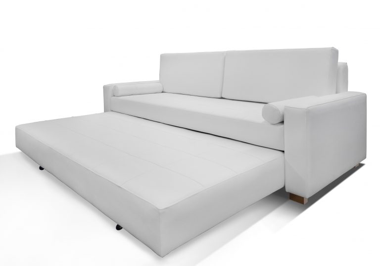 Sofa cama cuerina blanca dos plazas Beleman Importaciones